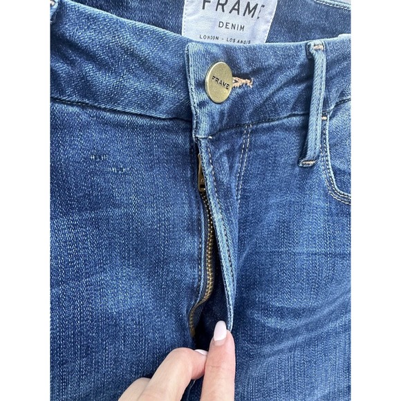 Frame Womens Le Mini Boot Denim Jeans Blondie Medium Wash Distress Boot Cut 31 - Picture 9 of 16